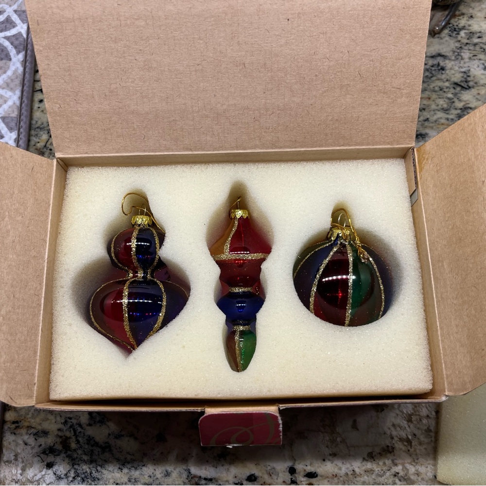 Avon Collectible “Holiday Treasures” - Set of Three Glass Ornaments